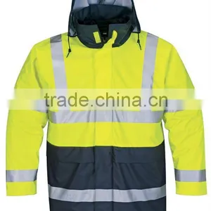 HIGH VISIBILITY WATERPROOF PU RAIN JACKET thumbnail-1