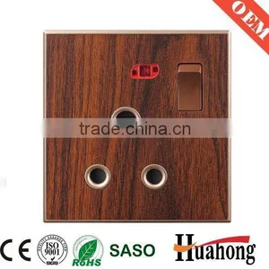Double 13A Multi Function Grain of Wood Wall Socket With Switch thumbnail-5