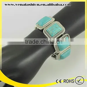 Blue Natural Stone Bracelet, Natural Stone Stretch Bracelets thumbnail-2