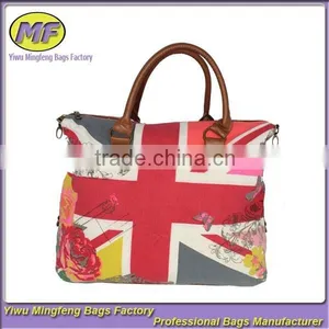 China Canvas Material Flowers and Cross Pattern Womens Leather Shoulder Bag Manufacturer thumbnail-1