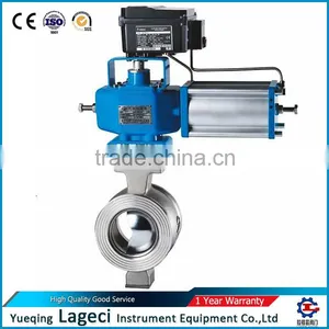 SUS316L DN20 Pneumatic Control v- Type Ball Valve thumbnail-1