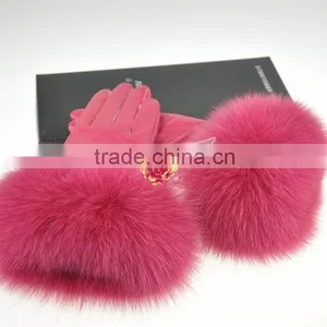 Awesome Design Custom Made Suede Leather Gloves With Best Fox Hair Fur Cuffs thumbnail-5