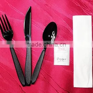Hot Sale White/black Disposable Plastic Cutlery Set thumbnail-2