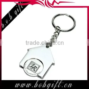 House Keychain/ Promotional Keyrings With Metal Trolley Coin thumbnail-1