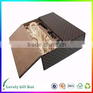 Open Door Cardboard Wine Bottle Gift Box Paper Wine Packaging With Satin Insert thumbnail-1