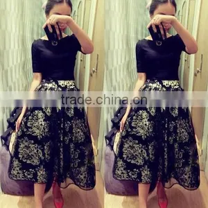 Elegant Ladies Women Retro High Waist Lined Casual Organza Skirt thumbnail-4