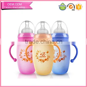 Handled Borosilicate Nursing Temperature Sense Glass Baby Bottle thumbnail-2
