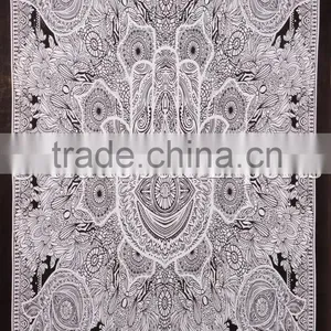 Twin Size Good Luck Hamsa Hand of Fatima Islamic Wall Art Home Decorative Indian Cotton Wall Hanging Tapestry thumbnail-3