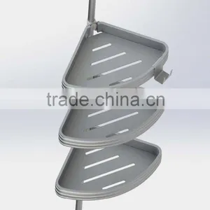 Homestar Aluminium Bath Shower Constant Tension Caddy Pole for Shampoo,Bathroom Corner Shelf Triangular Bathroom 4-Tier Tension thumbnail-1