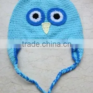 Newborn Baby Crochet Owl Ear Flat Beanie Hat FCK-119340850 thumbnail-1