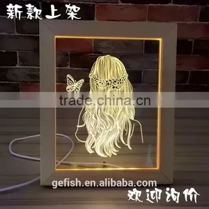 Christmas 3D Night Light Acrylic and Wood Led Table Display Lamp Gift thumbnail-1