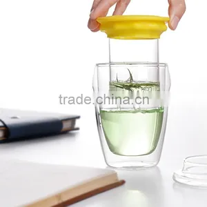 350ml Glass Tea Cup With Strainer With Lid TB322 ML Glass thumbnail-2