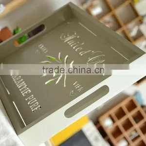 Handmade White Color Engraved Wooden Tray,wooden Plate thumbnail-3