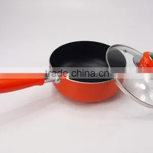 High Quality Orange 16/18/20/22CM Die Casting Aluminum Cookware Set With Glass Lid thumbnail-5