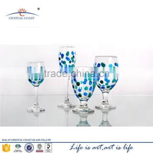 Swirl Stemware Hand Painted Fancy Drinking Glass;drinking Hand Blown Crystal Glass thumbnail-1