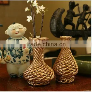 100%handmade Craft Exquisite Wicker/willow Felt Flower Basket thumbnail-1