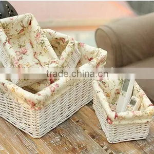 Wholesale Handmad Corner Wicker Storage Basket Wicker Office Storage Baskets White Wicker Basket thumbnail-1