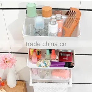 Wholesale Stock Multifunction Kitchen Bathroom No Mark Sticky 3 in 1 Plastic Storage Rack thumbnail-2