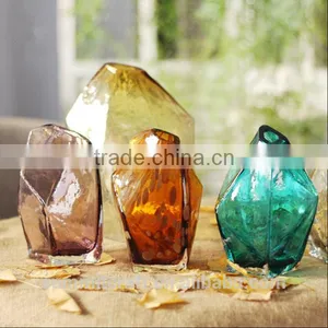 Different Types Irregular Shaped Blown Clear Glass Flower Vase thumbnail-3