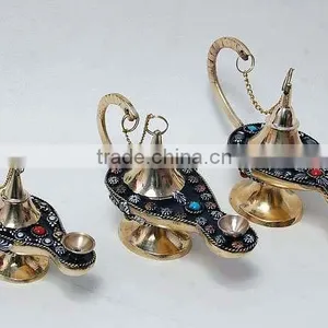 Beads Decorated Brass Aladdin Genie Oil Lamp thumbnail-1