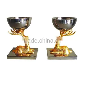 Double Wall SS Storage Bowl With Deer Decoration Base, Decoration Bowl Set thumbnail-1