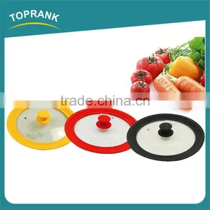 Custom Size Color Kitchen Cooking Lids Universal Silicone Edge Glass Pot Lid thumbnail-1