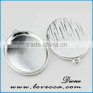 Round Alloy Blank Pendant ,Antique Style Metal Setting,Cameo Setting Charm Pendant thumbnail-1