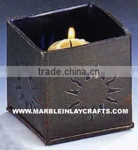 Black Soapstone Tealight Candle Lamp thumbnail-1