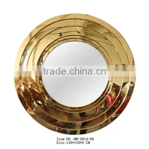 Stainless Steel Modern Wall Mirror With Gold Finish thumbnail-2