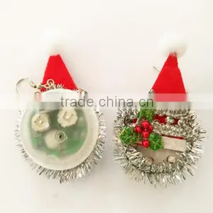 Yiwu Handmade Silver Wreath Hat Design Customized Christmas Led Earrings thumbnail-2