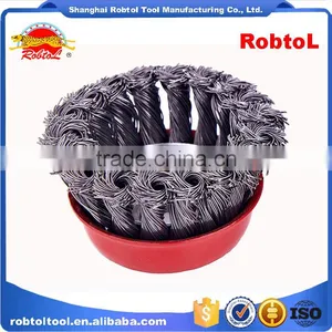 3" Steel Wire Cup Brush Wheel Twist Knot Crimped Bowl Disc Abrasive M10 Round Grinding Cheaning Brush thumbnail-2