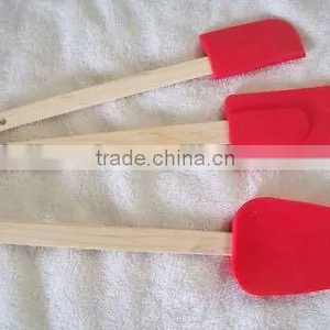 DELUXE WOODEN HANDLE SILICONE 3 PC SPATULA SET thumbnail-1