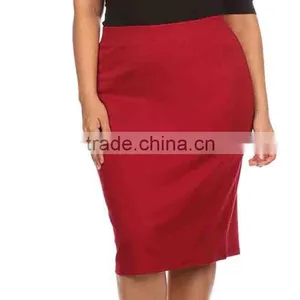 Wholesale Custom Made in China Women Fashion Plus Size Red Tight High Waist Pencil Skirt thumbnail-1