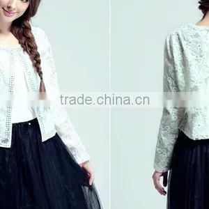 Latest Ladies Quality Coat White Sheer Wholesale Factory Organza Coat thumbnail-1