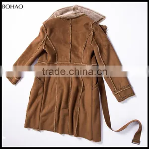 2015 High Fashion Leisure Cardigan Camel Fake Fur Coat thumbnail-5