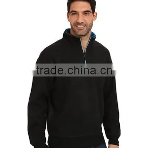 Cotton Cheap Men Custom Black Zip Pullover Sweatshirt thumbnail-5
