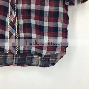 Women Garment Stock Lot High Quality Cotton Plaid Shirt thumbnail-4