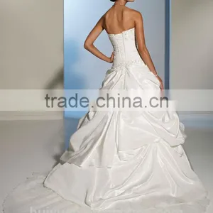 New High Quality Sleeveless Ball Gown Taffeta White Wedding Dress thumbnail-2