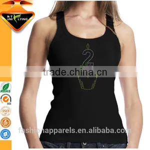 Custom Gym Stringer Vest 95% Cotton 5% Spandex Fancy Ladies Tops thumbnail-1