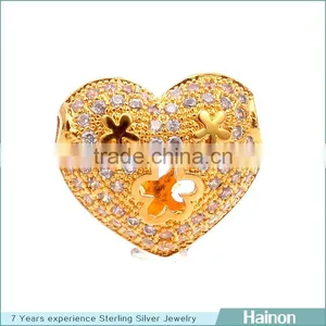 Hollow Love Shape Beads in Metal Material Gold Filled thumbnail-1
