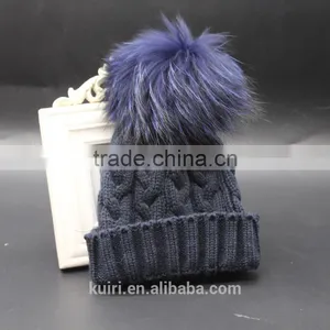 Children Fur Pompom Hat Baby Boys Girls Winter Beanie Hats Wool Knitted Caps For Kids 2016 Hot Sale thumbnail-5