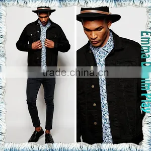 New Arrival Designer Mens Fashion Black Cotton Single Breasted Denim Jackets Coats Manufacturer Wholesale thumbnail-4