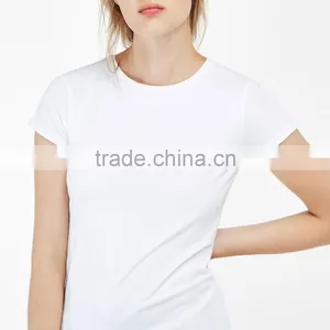 OEM Facotory China Wholesale Casual Customized Crew Neck Short Sleeve 95 Cotton /5 Elastane Blank T-shirt Women thumbnail-1