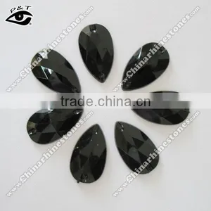 Sew on Stone Acrylic Rhinestone Flat Back Tear Drop 17x28mm Black Jet Color thumbnail-1