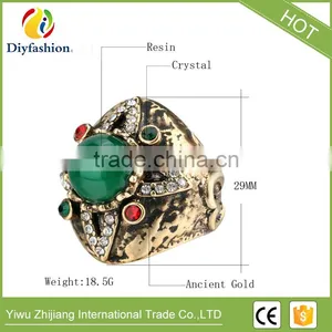 New Antique Rings For Women Fashion Accessories Antique Gold Green Stone Crystal Fine Finger Ring Female Jewelry thumbnail-5