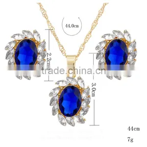 New Wedding Women Fashion Rhinestone Necklace Crystal Earrings Charm Jewelry Set thumbnail-6