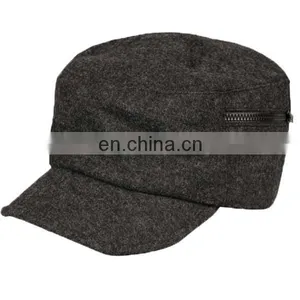 Mens' Military Cap Melton Wool Flat Cap thumbnail-1