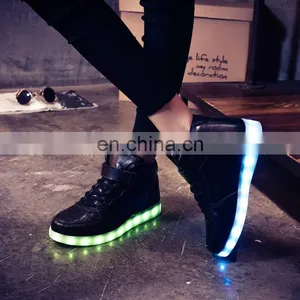 Factory Wholesale Hot Fashion Cool Light up Shoes Street Dance Luminous High Top LED Sneakers Casual Shoes for Men Women thumbnail-3