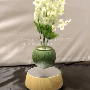 360 Rotating Levitating Magnetic Floating Air Bonsai Flower Potted thumbnail-1