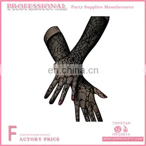 Long Ladies Lace Gloves for Prom Black thumbnail-1